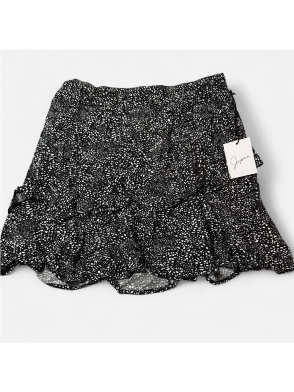 Japna Black and White Ruffle Mini Skirt